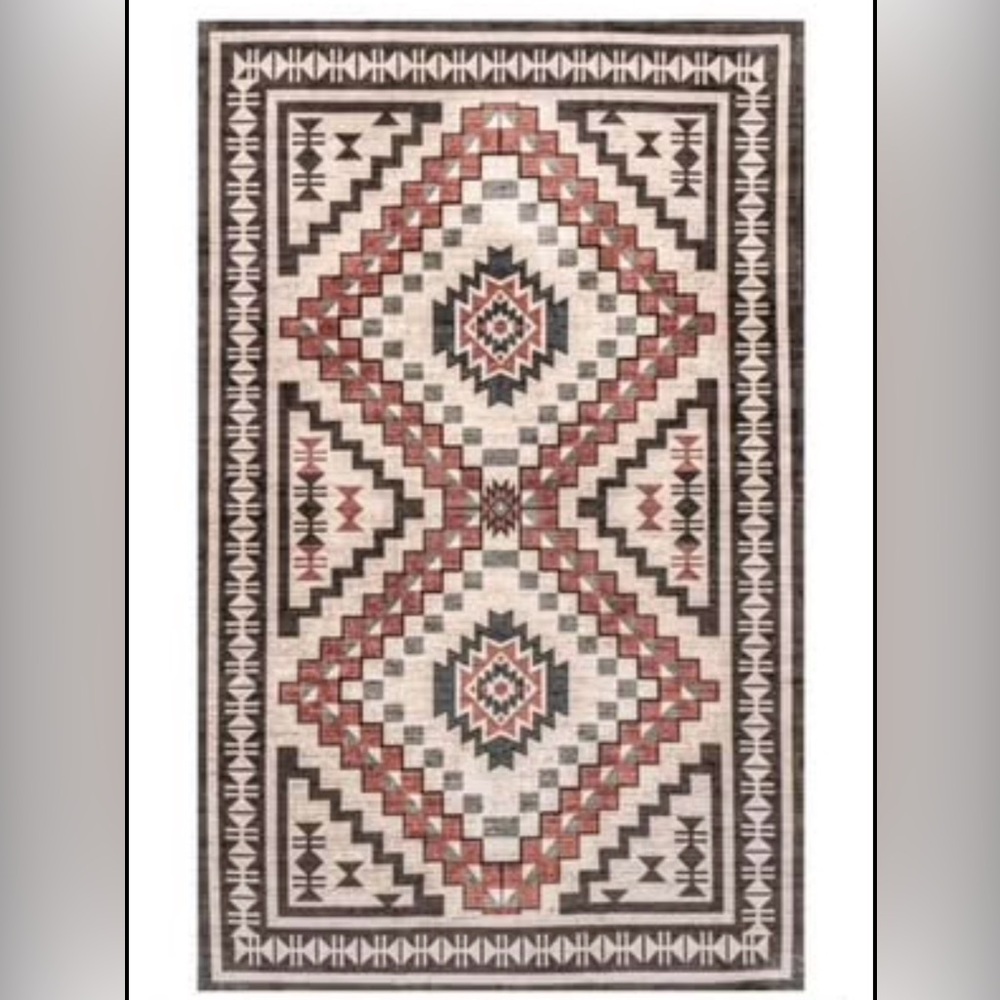 NEW NuLOOM Leighton Machine Washable Southwestern Medallion Area Rug - 6’X9’